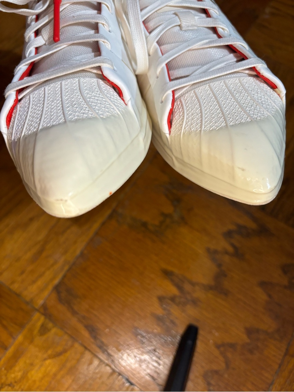 adidas White & Red Pointed Lace-Up Sneaker Mules - Picture 9 of 10